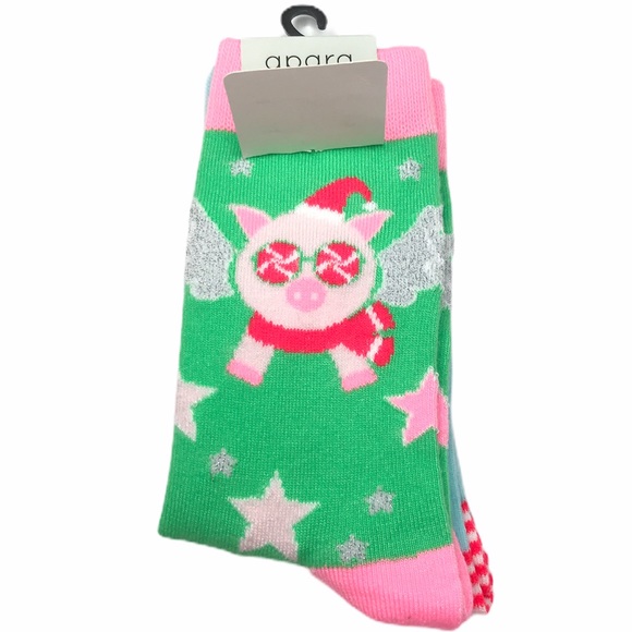 Apara Sloth & Flying Pig Crew Socks Blue & Pink - Picture 4 of 8